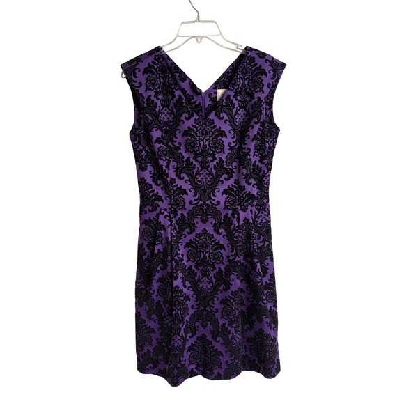 ECI New York Dresses & Skirts - ECI NY Women Purple Black Damask Velvet Sheath Dress 10 Gothic Victorian NWT
